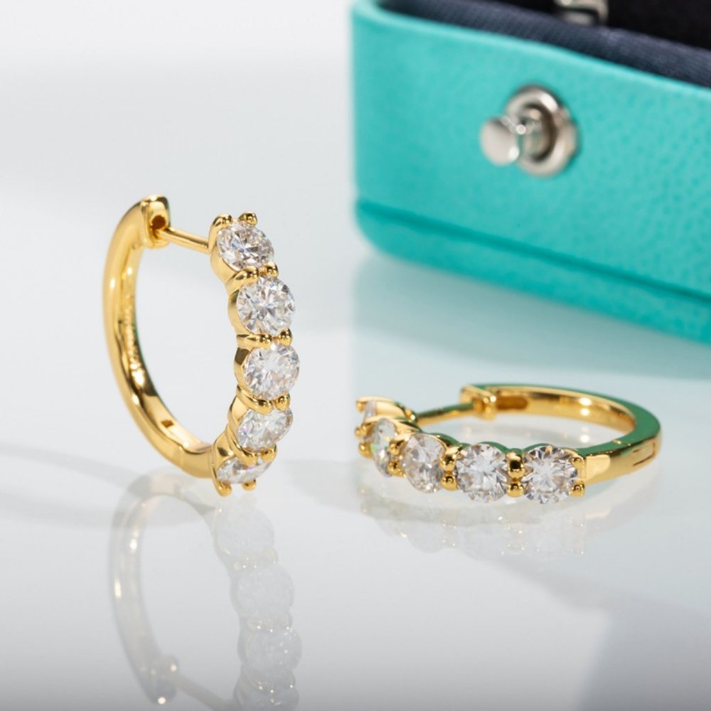 Certified 3ct. t.w. Moissanite Diamond 2cm Huggie Hoop Earrings NEW A - Picture 3 of 8